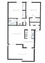 2 Beds, 1 Bath Model floor plan